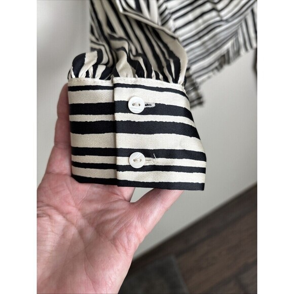 Worthington Black & Cream Soft Cross Front Long Sleeves Career Blouse XL - Picture 3 of 9